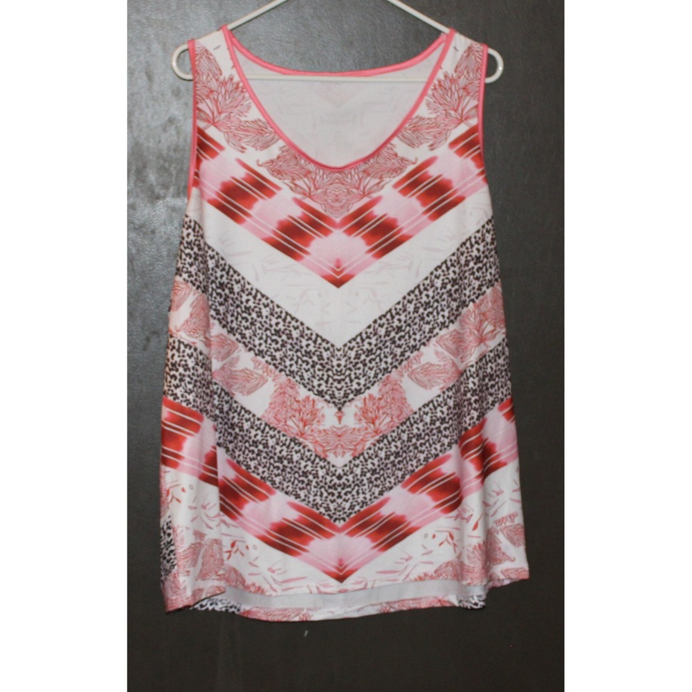 Unbranded Pink Red Chevron Animal Print V-Neck Sleeveless Tank Top Plus Size 4XL